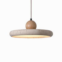 Lustre de salle à manger en pierre de grotte jaune en bois massif, tête de lit ronde en forme de soucoupe volante à LED pour chambre à coucher, lampes de style Wabi-Sabi