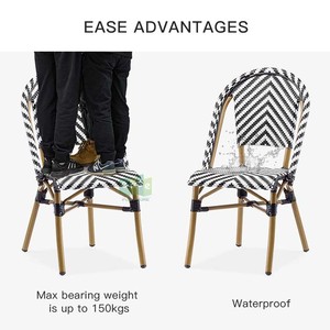 Ghế xếp ngoài trời kiểu Pháp bằng kim loại và mây nhựa (E3007) dùng cho nhà hàng, quán ăn - Product Image 3