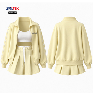 Giacca Sportiva Personalizzata Giallo Chiaro con Bordi a Contrasto, <span class=keywords><strong>Felpa</strong></span> Oversize Casual da <span class=keywords><strong>Donna</strong></span> - Product Image 4