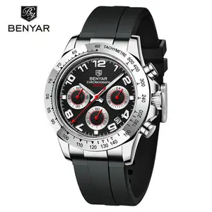 BENYAR 5192 New Quartz Watches Men's Top Luxury Brand Men's Watch Casual Fashion Rubber Strap Multifunctional Waterproof Watches