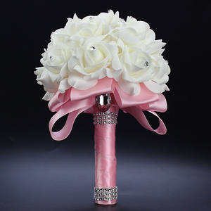 Bouquet de mariage élégant en mousse artificielle avec strass et rubans, parfait pour la mariée, les demoiselles d'honneur, la cérémonie nuptiale et la décoration - Product Image 6