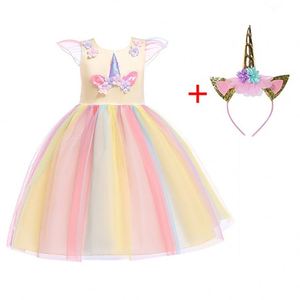 Children's Formal Flower Girl <b>up</b> <b>Dress</b> O-Neck Princess <b>Unicorn</b> Style for Summer Weddings & Parties - Product Image 4
