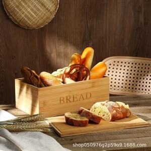 Boîte de rangement pour pain en bambou grande capacité, design couvercle de table de cuisine en bois pour bureau - Product Image 1