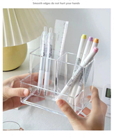 Acrylique porte-stylo 3 compartiments clair crayon organisateur tasse pour comptoir bureau accessoire stockage