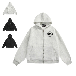 2025 Designer hommes boucle à capuche 100% coton hors de l'épaule plaine armure Street Style fermeture éclair sac à dos Street Style pour l'hiver - Product Image 1