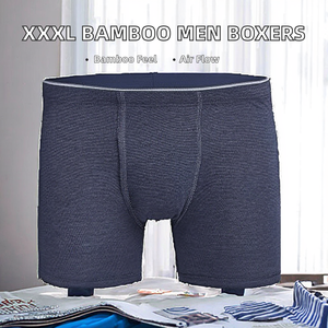 EU Size XXXL <b>Bamboo</b> Natural High Quality <b>Men's</b> Breathable Knitted Stretch Plus Size Mid-Rise Print <b>Boxers</b> Briefs Adults - Product Image 2