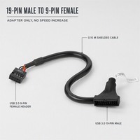 Kabel Konverter USB 3.0 Male 19 Pin ke USB 2.0 Female 9 Pin untuk Motherboard, Header Internal untuk Panel Depan Casing PC Desktop