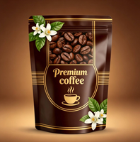 Sacs d'emballage pour café résistants à l'humidité, sachets refermables à fond plat avec fermeture éclair en aluminium pour l'emballage du café