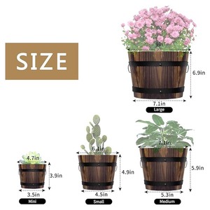 Bằng Gỗ Whiskey Thùng Trồng Mộc Mạc Hoa Trồng Chậu Container Cho Trong Nhà Ngoài Trời Vườn Nhà - Product Image 4