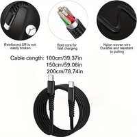 Cable USB-C a C de Nailon Trenzado de 1M/1.5M/2M, Carga Rápida de 60W, Transferencia de Datos de Alta Velocidad para Reloj Inteligente, Cable de Carga Duradero de TPE