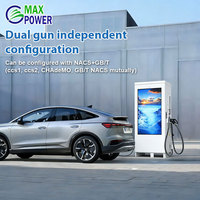 Nouvelle station de recharge pour véhicules électriques DC à double borne, à poser au sol, CCS2 GBT 60-180 kW, avec écran 4K de 55 pouces, pour usage commercial