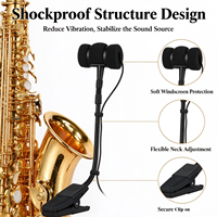 Microphone à condensateur filaire pour saxophone, microphone d'instrument avec suppression du bruit, prise XLR à clipser avec câble convertisseur de 1,5 m et connecteur 6,35 mm