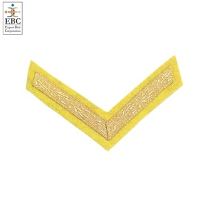 OEM personalizado hecho a mano rango Chevron parche corona brillante oro raya tela bordada expertos sastres Outfitters - Product Image 4