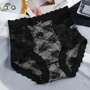 Ropa interior <span class=keywords><strong>de</strong></span> mujer Sexy con cintura en V Pantalones cortos Ropa interior para mujer <span class=keywords><strong>Encaje</strong></span> Cintura alta Bragas descaradas - Product Image 1