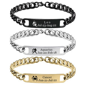 Colgante de acero inoxidable chapado en oro de 18K para hombre, pulsera de plata no empañada, Horóscopo 12, signo del zodiaco, joyería, regalo de cumpleaños - Product Image 1