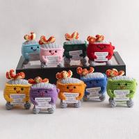 Mini Amigurumi fait main en tricot, motif Incendie de poubelle, Compagnon de bureau pour le bien-être émotionnel, Cadeau amusant pour collègues, Décoration intérieure
