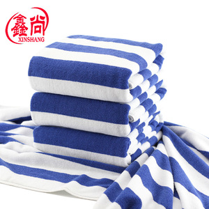 ผ้าขนหนูชายหาดย้อมด้วยเส้นด้ายฝ้ายแท้ 75x152 ซม. ลายทางสีฟ้าขาว เป็นมิตรกับสิ่งแวดล้อม สำหรับร้านเสริมสวยและใช้กลางแจ้ง - Product Image 2