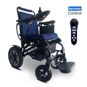 รถเข็นไฟฟ้า KSM-601 น้ำหนักเบา พับได้ แข็งแรง ทนทาน ได้รับการรับรองจากสายการบิน พร้อมมอเตอร์ในตัว ยางตัน - Product Image 3