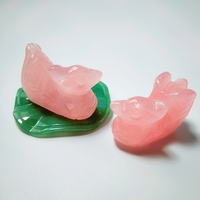 Sculpture de canard mandarin en quartz rose 2026, sculpture de canard mandarin en pierre de quartz rose