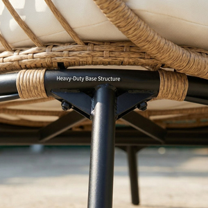 Fauteuil œuf surdimensionné en osier pour intérieur et extérieur, avec 4 coussins, pour <span class=keywords><strong>jardin</strong></span>, salon ou terrasse, avec structure en acier - Product Image 3