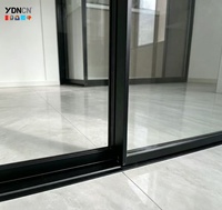 Porte coulissante en verre à cadre étroit en aluminium noir, double vitrage, verre trempé, design européen moderne pour salle de bain et chambre à coucher