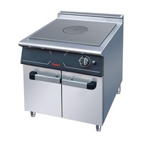 Cuisinière professionnelle à gaz JUSTA avec plan de cuisson solide et armoire, 10 kW, gaz naturel, en acier inoxydable (qualité 304), sur pied