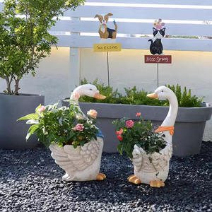Statue de cygne peinte à la main décoration de pot de fleur pour <span class=keywords><strong>le</strong></span> <span class=keywords><strong>jardin</strong></span> extérieur nouveau planteur de <span class=keywords><strong>statuaire</strong></span> d'animal - Product Image 4