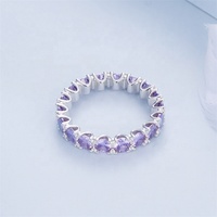 Luxe femmes améthyste gros argent 925 bague de Tennis princesse coupe délicate mariage pierre naturelle empilable bijoux de mode