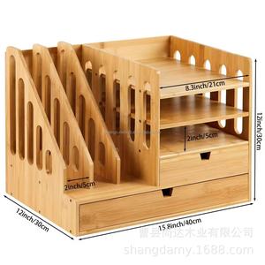 Organizador de escritorio de madera para oficina, estante de almacenamiento de libros multifuncional de madera maciza, estante de almacenamiento extraíble de varias capas - Product Image 4