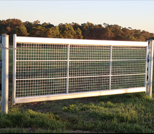 Puerta para Caballos con Recubrimiento en Polvo, Panel de Cerca Metálica de Doble Barra con Malla Soldada para Equitación - Product Image 1