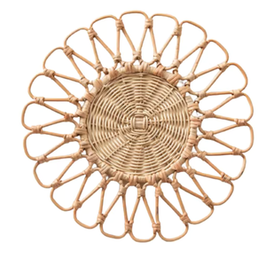 Handmade Natural Rattan <b>Woven</b> <b>Coasters</b> Floral Flower Shape Coffee Cup Mats Classic Table Placemats Heat Resistant Wicker Viet - Product Image 3