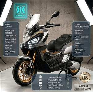 Nouveau <span class=keywords><strong>Scooter</strong></span> Maxi 250CC EURO5 EEC à Refroidissement Liquide 4 Temps, Vente Chaude 2026, avec Bosch EFI, CVT, ABS Avant et Arrière, Démarrage sans Clé, pour Adultes, Longue Autonomie, 95 km/h - Product Image 1