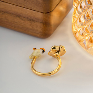 <span class=keywords><strong>Bague</strong></span> ouverte ajustable en laiton plaqué or 18 carats et rhodié, motif oiseau et fleur en émail, collection mode <span class=keywords><strong>2023</strong></span> - Product Image 5