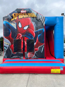 aufblasbare Burg Spiderman Hüpfburg Hüpfhaus Spaß Springburg aufblasbare Rutsche mit Pool für Kinder