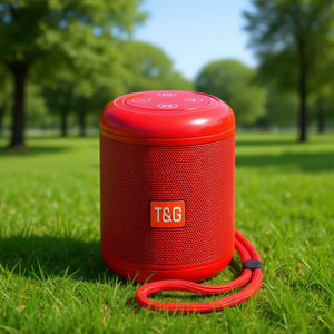 Altavoz Bluetooth portátil T&G, sonido estéreo inalámbrico compacto rojo con correa de transporte para uso en exteriores - Product Image 3