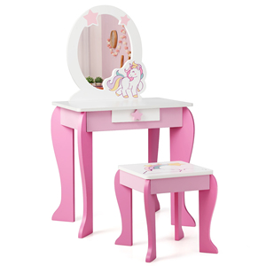 Vintage Classic Girl Frozens Kids Singapore <strong>Mirrored</strong> <strong>Consoles</strong> Dressing Table With Mirror for Girls - Product Image 1
