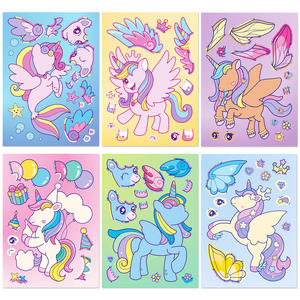 My Littles Ponys 6 Pcs/set DIY Puzzle <span class=keywords><strong>Sticker</strong></span> Autocollant étanche pour enfants Make a Face Changing <span class=keywords><strong>Sticker</strong></span> - Product Image 2