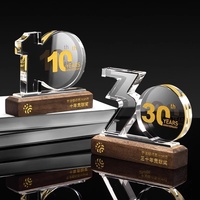 Trophée en cristal personnalisé avec base en cuivre plaqué or, gravure UV, médaille d'excellence, récompense pour anniversaire d'entreprise et reconnaissance des employés