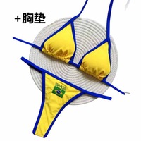 Ensemble de bikini sexy pour femme été 2026 avec coussinet de poitrine, ensemble de sport brodé brésilien, tendance INS sexy