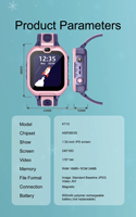Smartwatch KT15 4G per Bambini, Schermo IPS da 1.52", GPS Tracker con Fotocamera, SOS, Contapassi, Sveglia, Impermeabile IP67, Cinturino in Silicone per Ragazzi e Ragazze