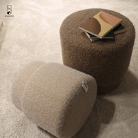 Pouf en alpaga moelleux, petit meuble pour la maison, chambre à coucher, tabouret rond en polyester doux pour se préparer et se maquiller