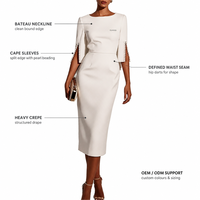 Robe fourreau beige pour femme avec manches perlées, logo personnalisé, marque privée, faible MOQ, OEM, ODM, vente en gros, bureau, affaires
