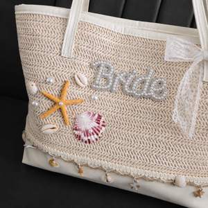 กระเป๋าถือสานลายโบโฮประดับเปลือกหอยสำหรับเจ้าสาวในงานปาร์ตี้สละโสด - Product Image 3