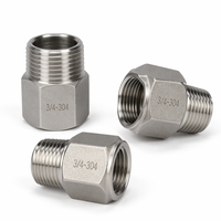 Adaptateur réducteur hexagonal forgé en acier inoxydable 304 BSPP BSPT à basse pression, filetage mâle-femelle 3/4 DN20 DN25, raccords de tuyauterie