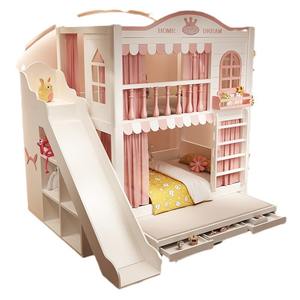 Letto a Castello <span class=keywords><strong>per</strong></span> Bambine Stile Principessa in Legno con Scivolo e Contenitore Ecologico <span class=keywords><strong>per</strong></span> la Cameretta delle Ragazze - Product Image 5