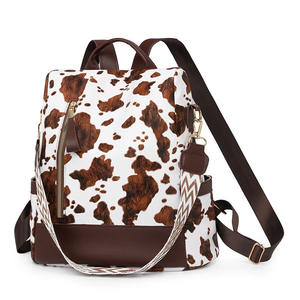 Mochila de viaje antirrobo con patrón de vaca de estilo coreano para mujer, bolso de hombro ligero de PU resistente al agua para ir al trabajo - Product Image 2