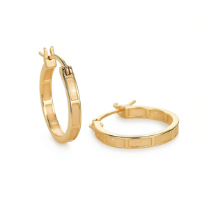 E3557 Orecchini a Cerchio in Oro Massiccio 18K, Design Classico Unisex per Uso Quotidiano, Colore Verde - Product Image 1