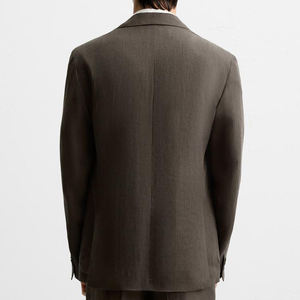 <span class=keywords><strong>Veste</strong></span> de <span class=keywords><strong>costume</strong></span> en lin 100% vierge, coupe classique, marron, logo personnalisé des fabricants, vente en gros, poches avant, manches longues, <span class=keywords><strong>costume</strong></span> pour <span class=keywords><strong>homme</strong></span> - Product Image 2