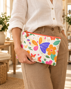 Juego de Bolsas con Cierre de Cremallera con Diseño Personalizado de Mariposas y Flores, Material de Lona, para Uso Diario, 3 Piezas, Tamaño Mediano - Product Image 6