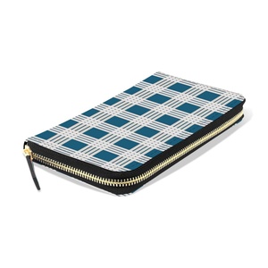 Blue Palaka Coin Purse Hawaiian Plaid Leather <b>Wallet</b> Hawaiian Card Holder Coin Purse Zipped <b>Wallet</b> with Credit Card Slots - Product Image 3